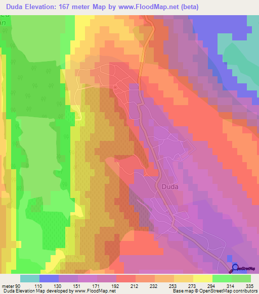 Duda,Romania Elevation Map