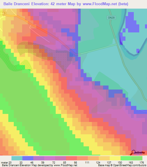 Baile Dranceni,Romania Elevation Map