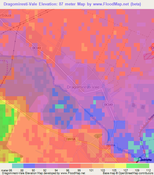 Dragomiresti-Vale,Romania Elevation Map