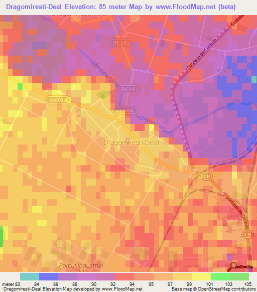 Dragomiresti-Deal,Romania Elevation Map