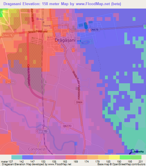 Dragasani,Romania Elevation Map