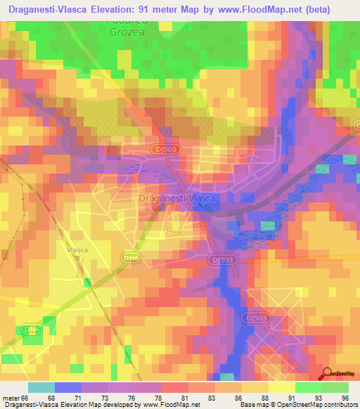 Draganesti-Vlasca,Romania Elevation Map