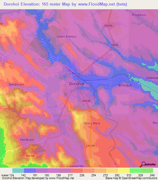 Dorohoi,Romania Elevation Map