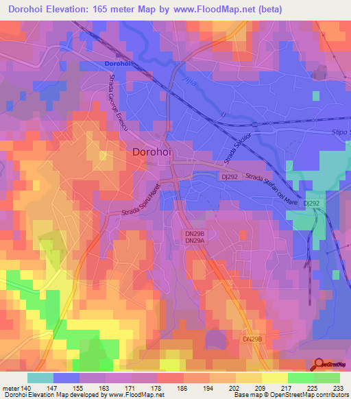 Dorohoi,Romania Elevation Map