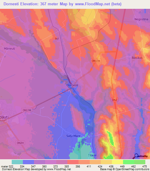 Dornesti,Romania Elevation Map