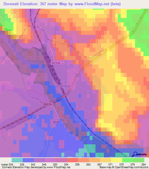 Dornesti,Romania Elevation Map