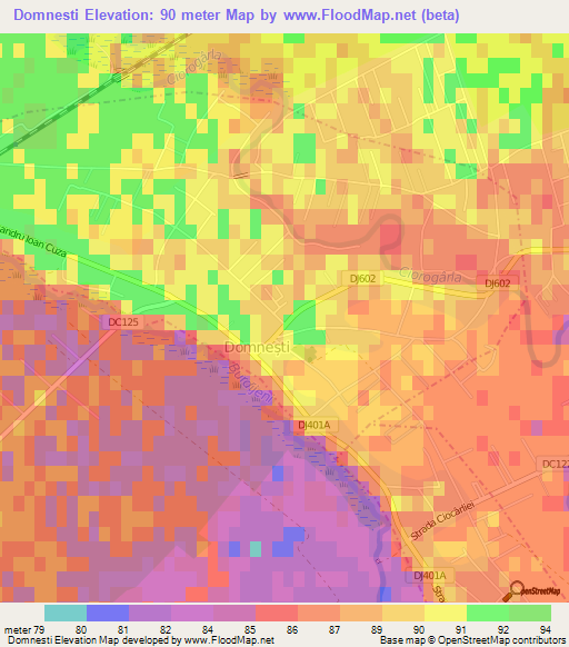 Domnesti,Romania Elevation Map