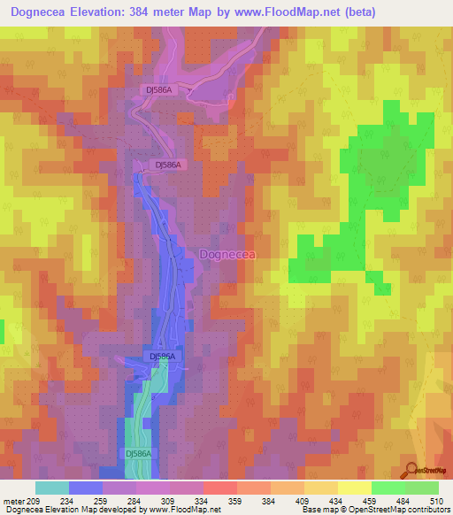 Dognecea,Romania Elevation Map