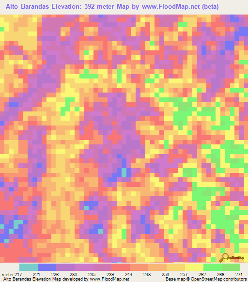 Alto Barandas,Colombia Elevation Map