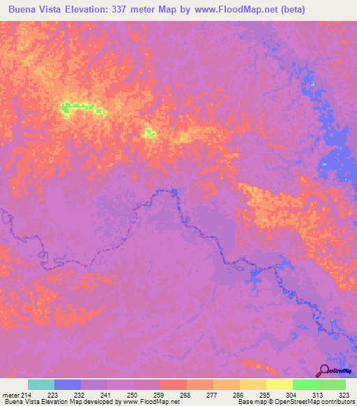 Buena Vista,Colombia Elevation Map