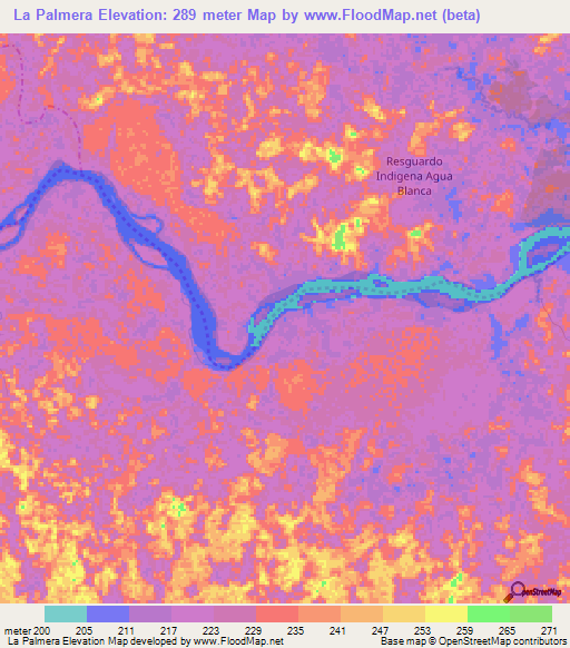 La Palmera,Colombia Elevation Map