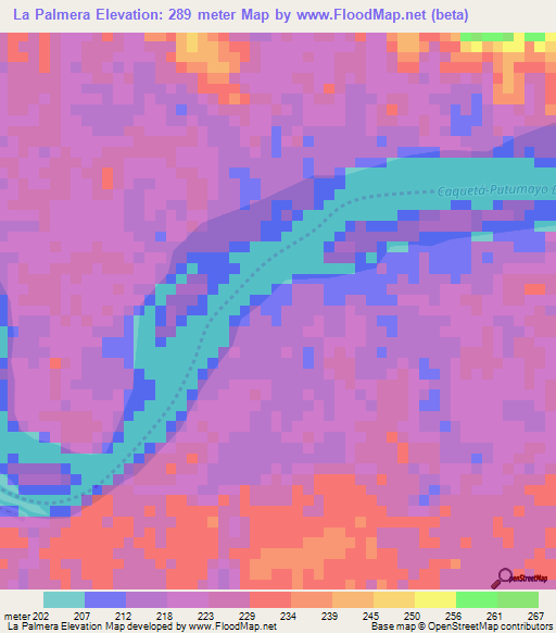 La Palmera,Colombia Elevation Map