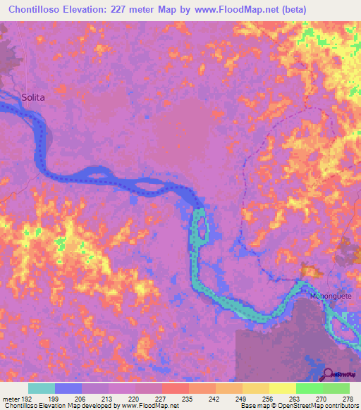 Chontilloso,Colombia Elevation Map