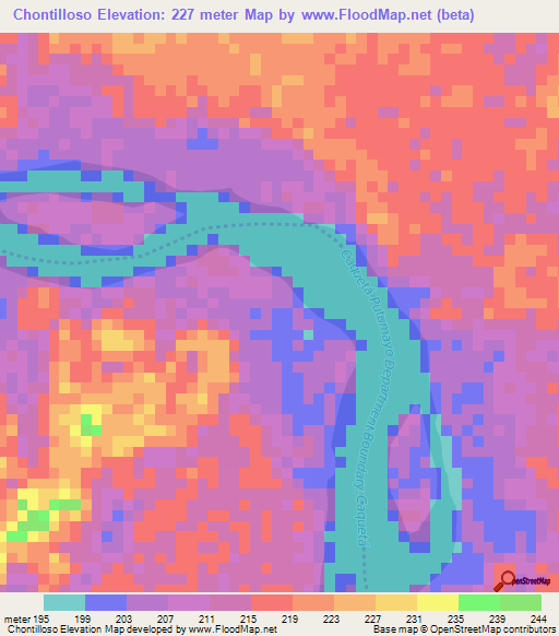 Chontilloso,Colombia Elevation Map