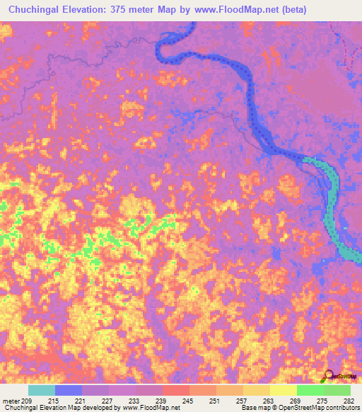 Chuchingal,Colombia Elevation Map