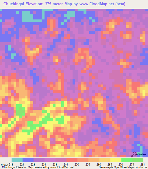 Chuchingal,Colombia Elevation Map