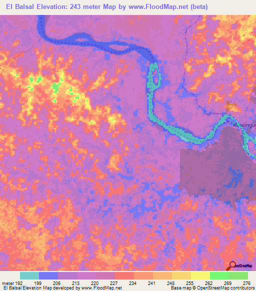 El Balsal,Colombia Elevation Map