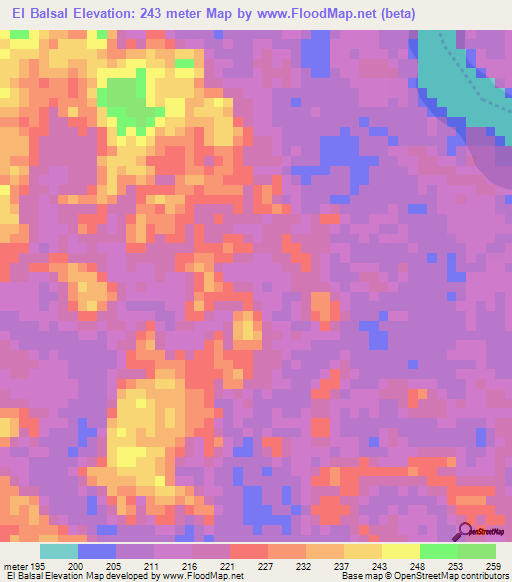 El Balsal,Colombia Elevation Map