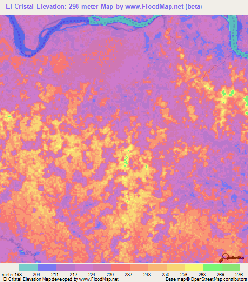 El Cristal,Colombia Elevation Map