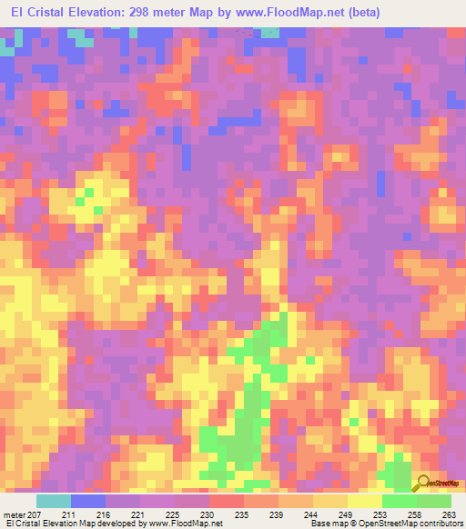 El Cristal,Colombia Elevation Map