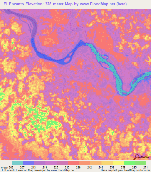 El Encanto,Colombia Elevation Map