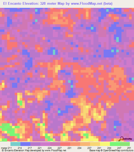 El Encanto,Colombia Elevation Map