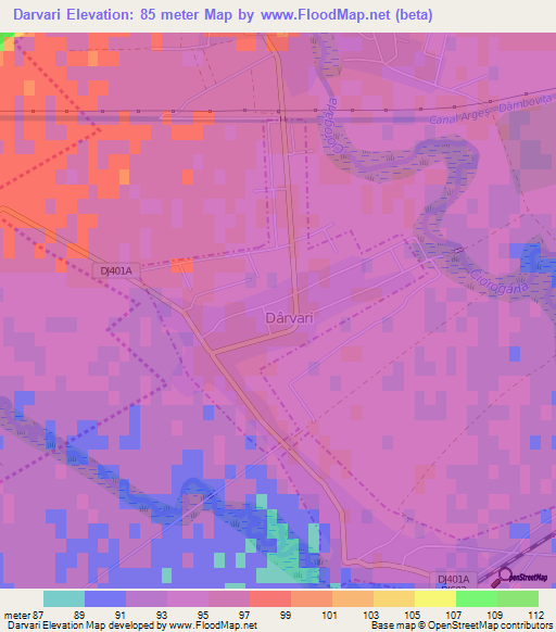 Darvari,Romania Elevation Map