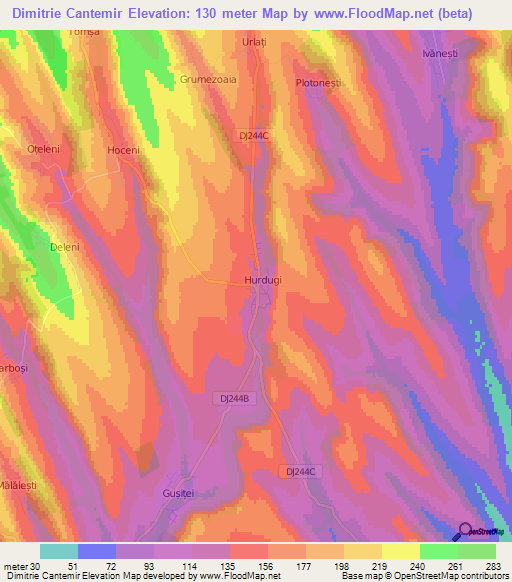 Dimitrie Cantemir,Romania Elevation Map