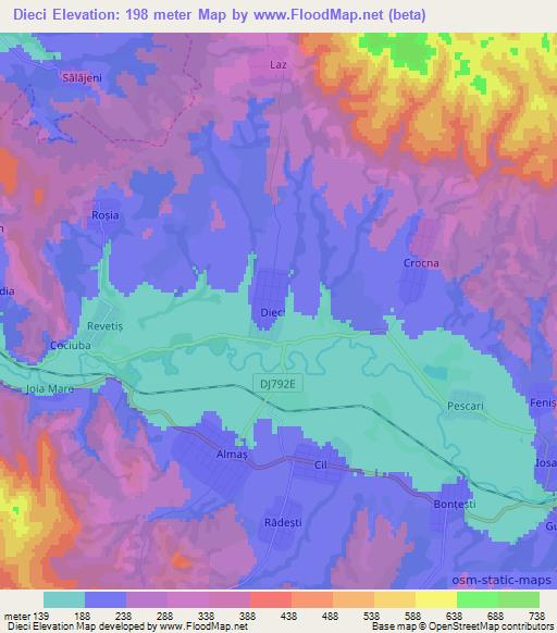 Dieci,Romania Elevation Map