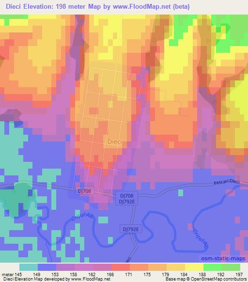 Dieci,Romania Elevation Map