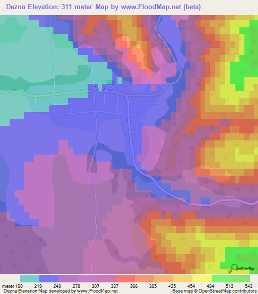 Dezna,Romania Elevation Map
