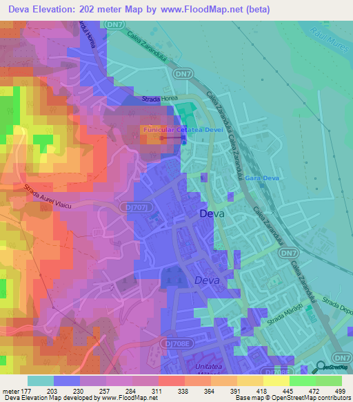 Deva,Romania Elevation Map