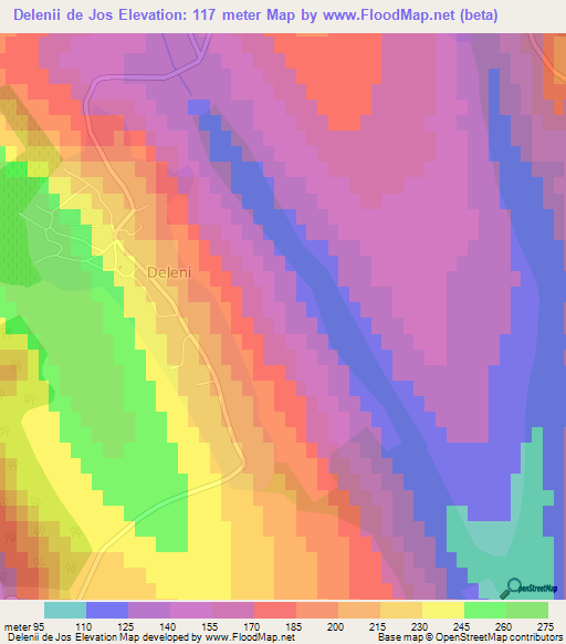 Delenii de Jos,Romania Elevation Map