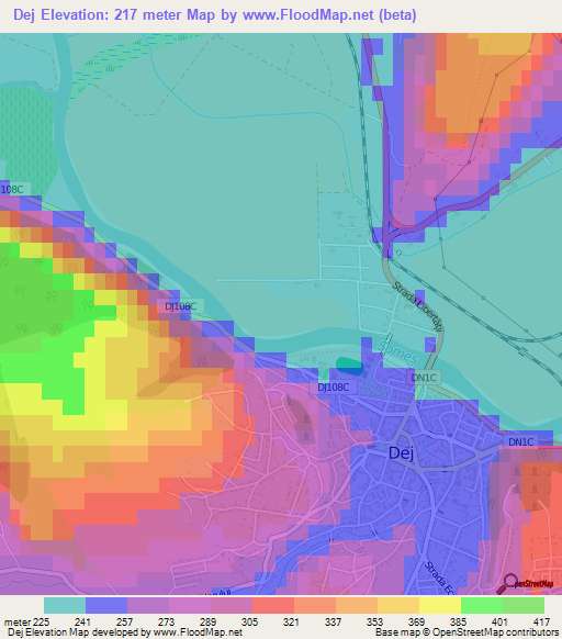 Dej,Romania Elevation Map