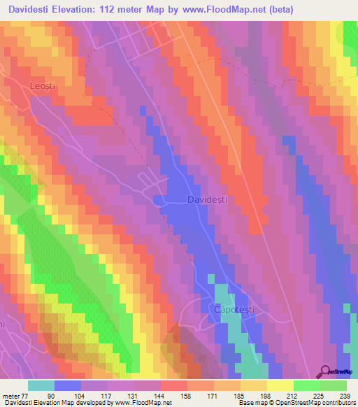 Davidesti,Romania Elevation Map