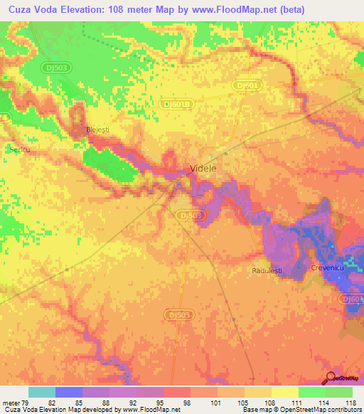 Cuza Voda,Romania Elevation Map