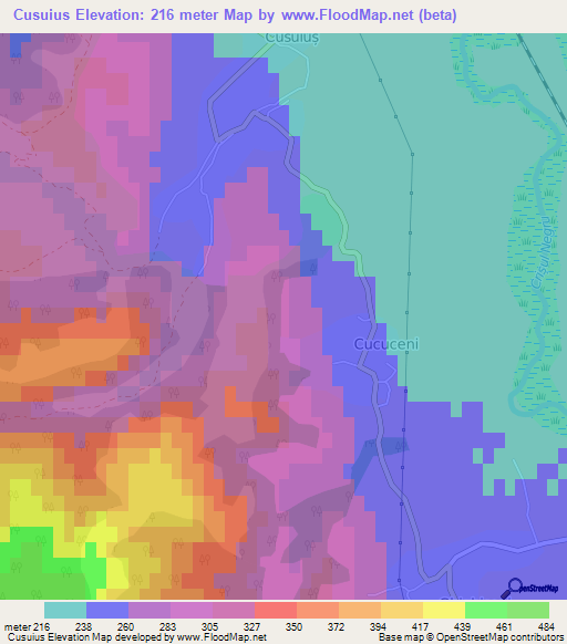 Cusuius,Romania Elevation Map