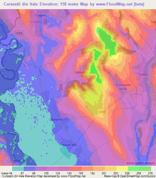 Cursestii din Vale,Moldova Elevation Map