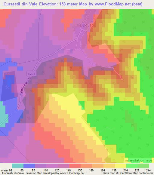 Cursestii din Vale,Moldova Elevation Map