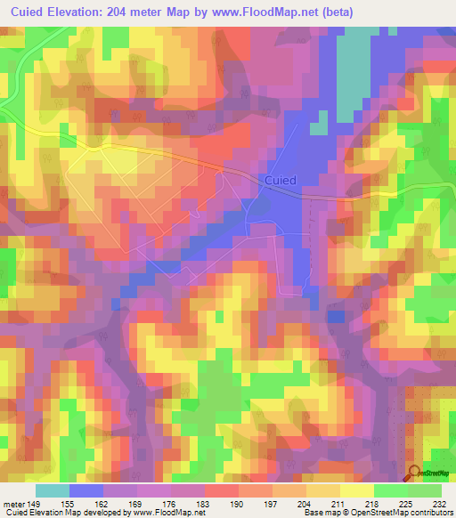 Cuied,Romania Elevation Map