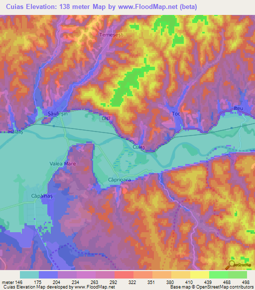 Cuias,Romania Elevation Map