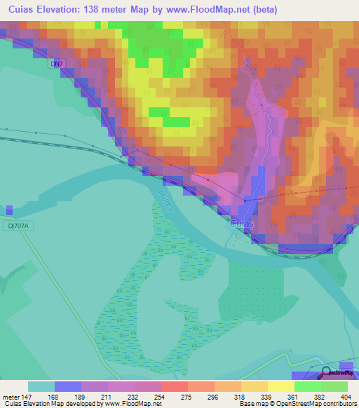 Cuias,Romania Elevation Map