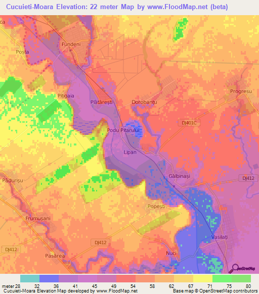 Cucuieti-Moara,Romania Elevation Map