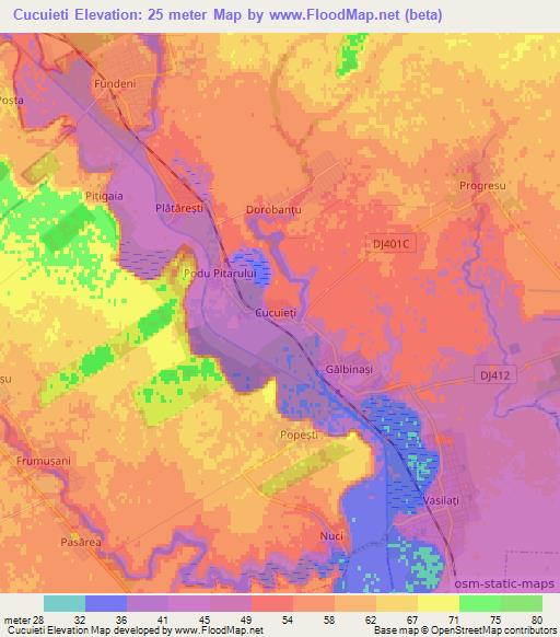 Cucuieti,Romania Elevation Map