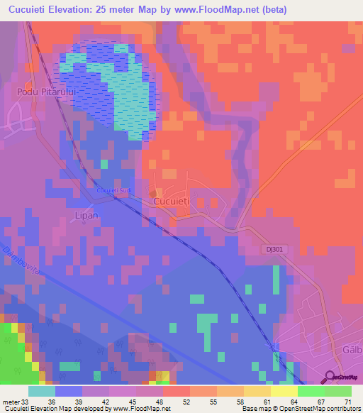 Cucuieti,Romania Elevation Map