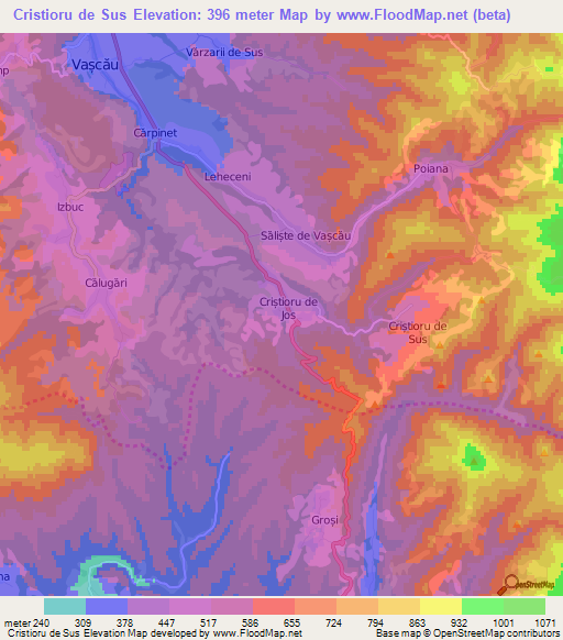 Cristioru de Sus,Romania Elevation Map