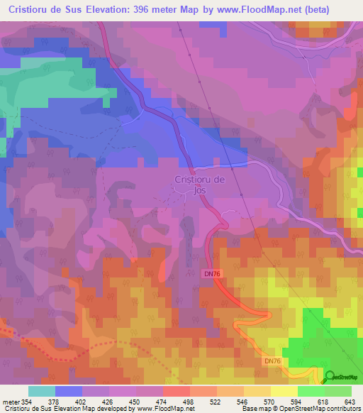 Cristioru de Sus,Romania Elevation Map