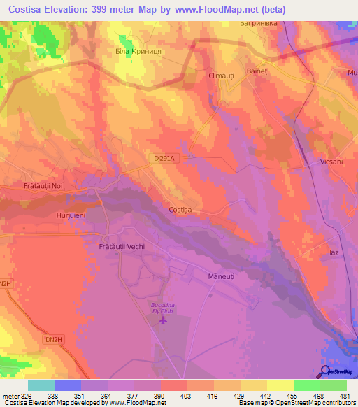 Costisa,Romania Elevation Map