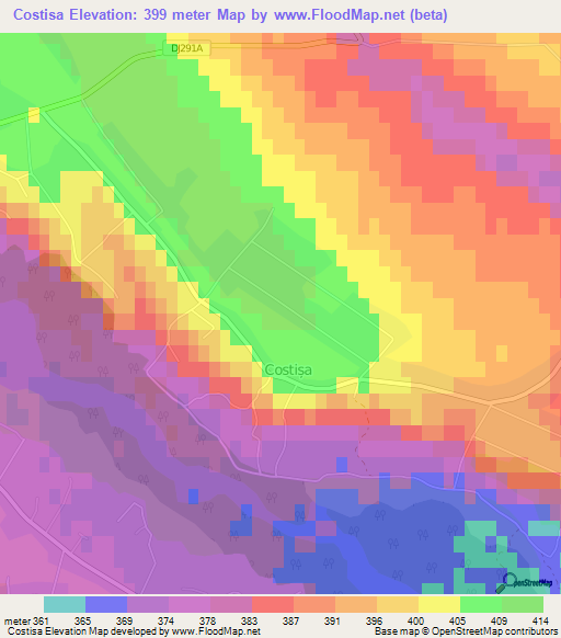 Costisa,Romania Elevation Map