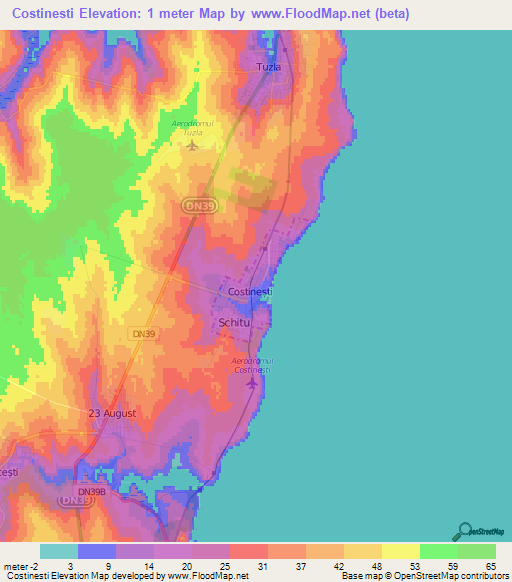 Costinesti,Romania Elevation Map